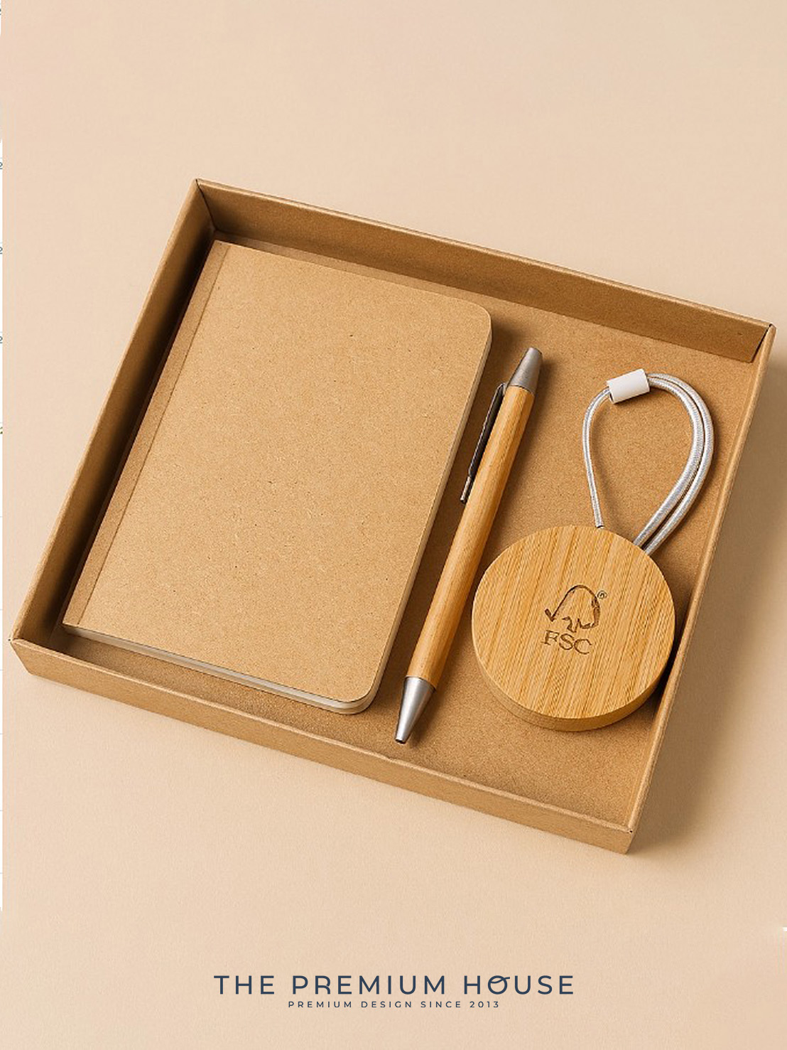 พรีเมี่ยมเซท ECO สายชาร์จไม้ 6in1 ปากกาลูกลื่นด้ามไม้ สมุดโน้ตเย็บกี่