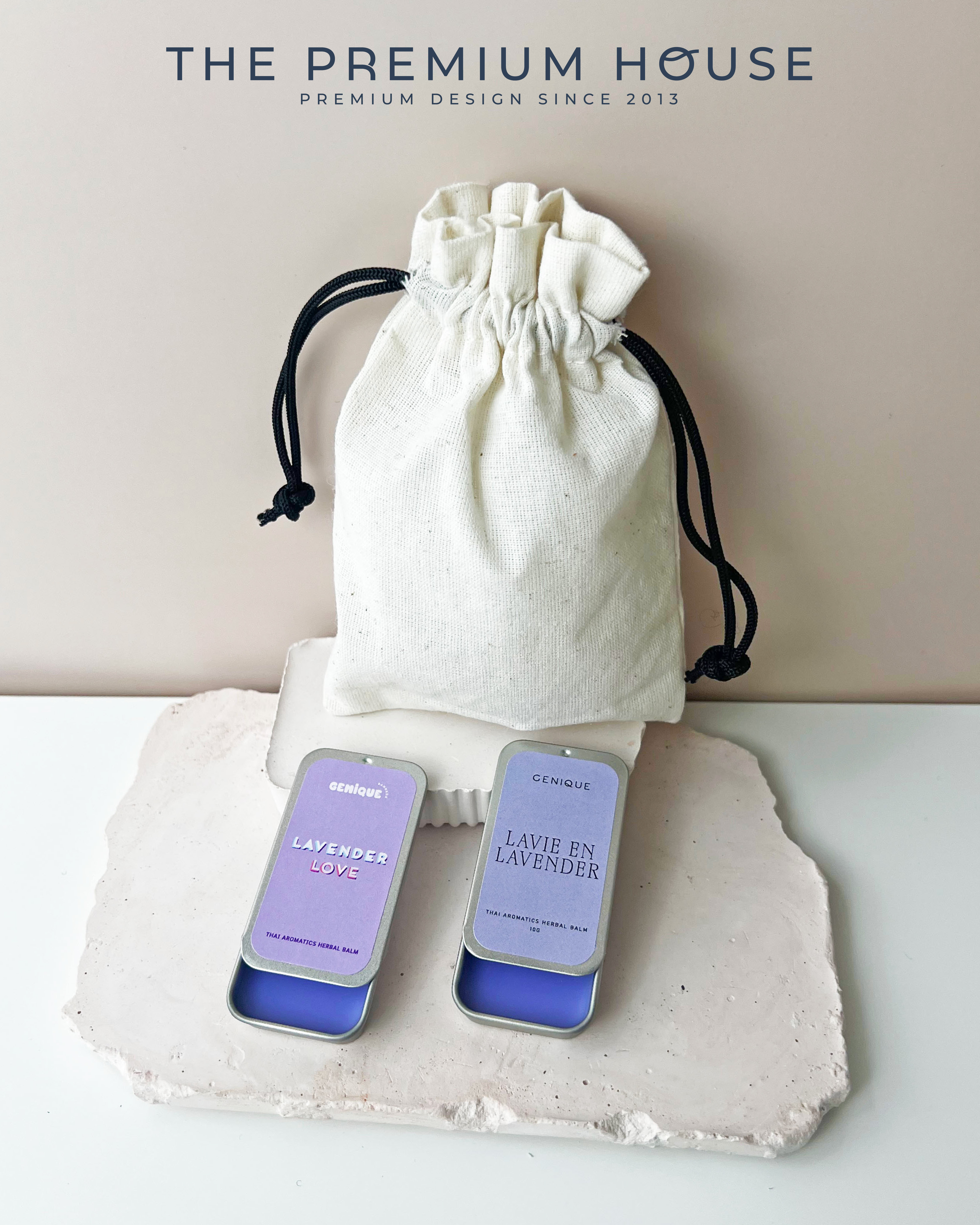 พรีเมี่ยมเซท Giftset Happy Heal Herbal balm 2 ชิ้น ในถุงผ้า