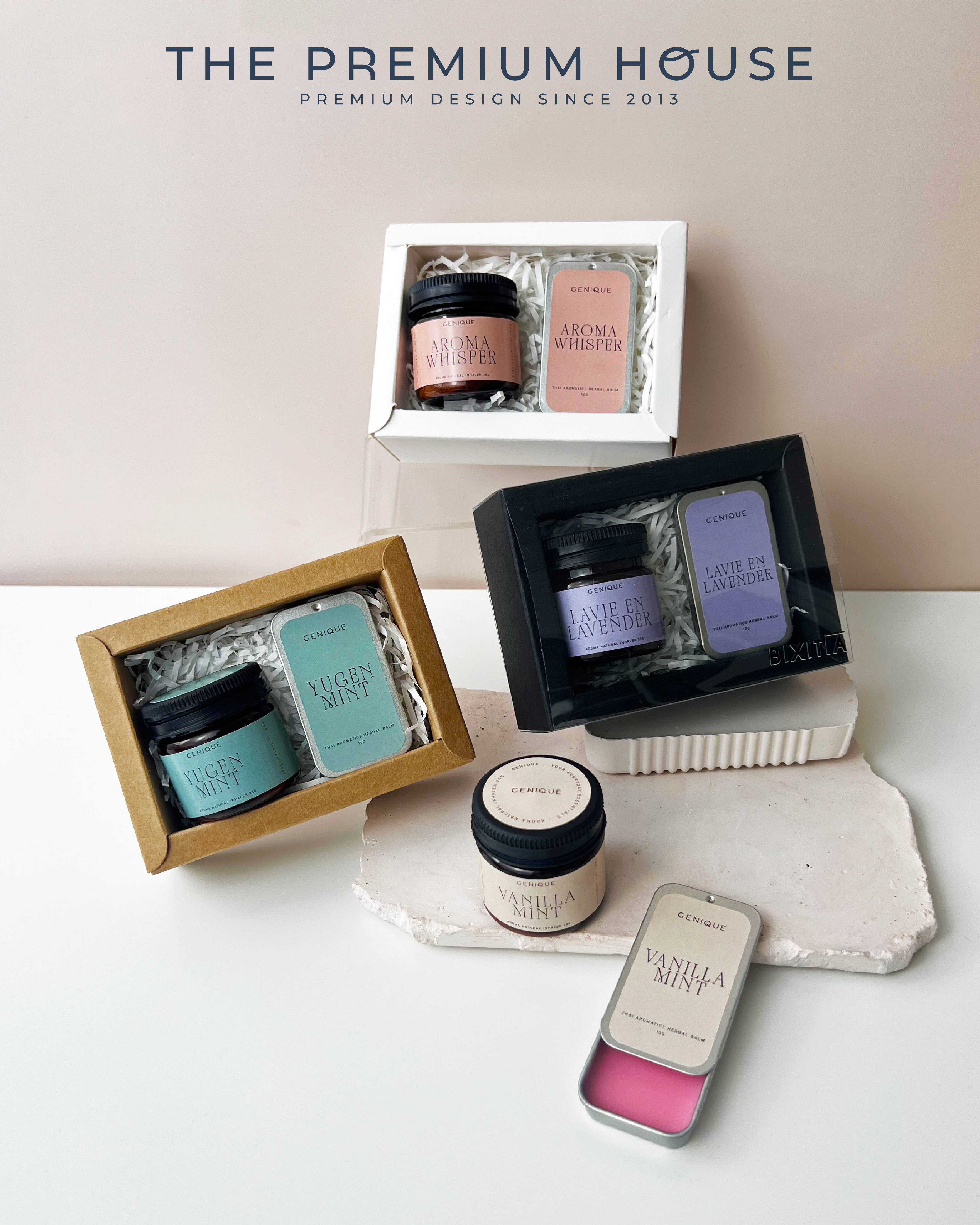 พรีเมี่ยมเซท Giftset Happy Heal ยาดมขวดสีชา+ Herbal balm