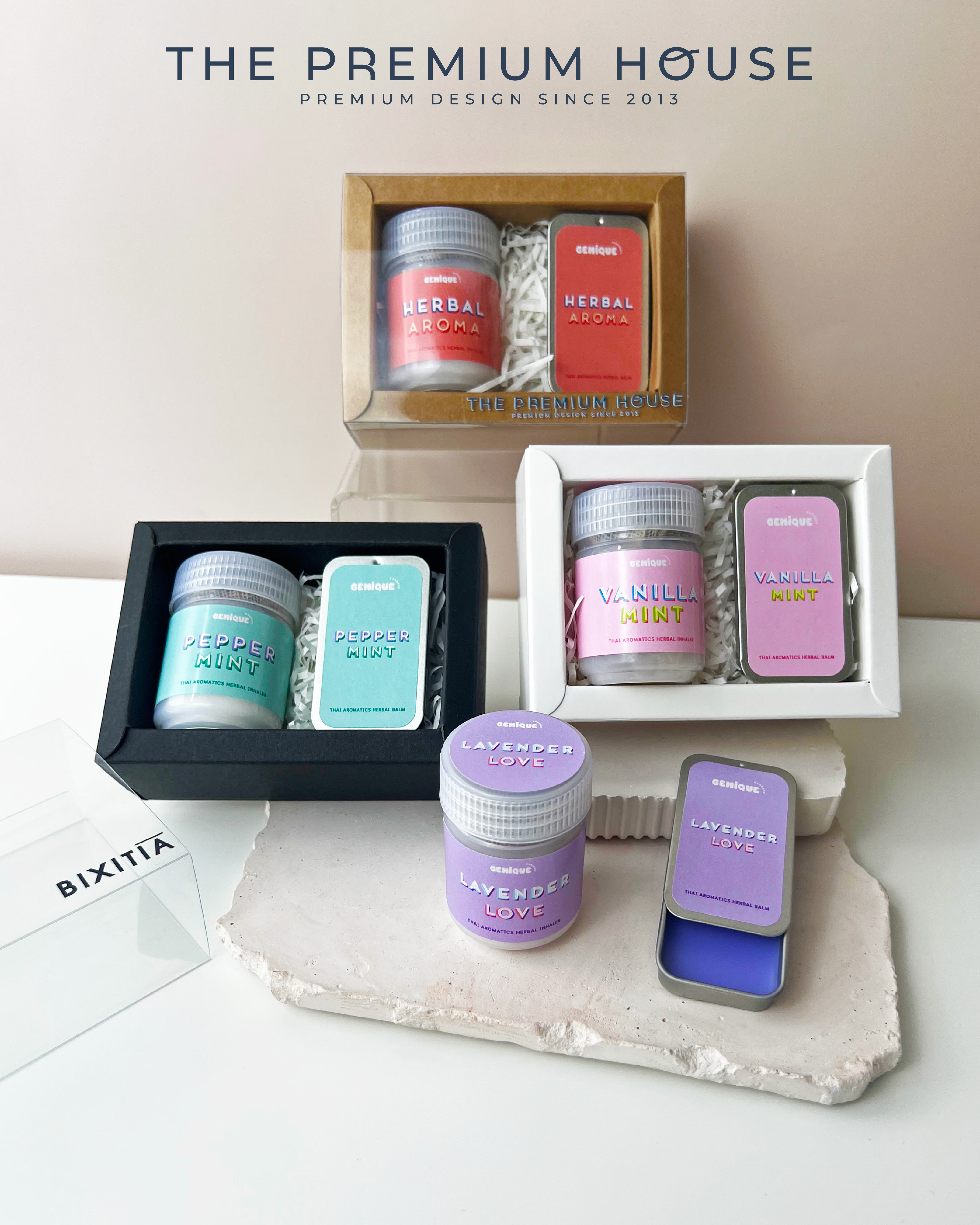 พรีเมี่ยมเซท Giftset Happy Heal ยาดมขวดขาวขุ่น + Herbal balm
