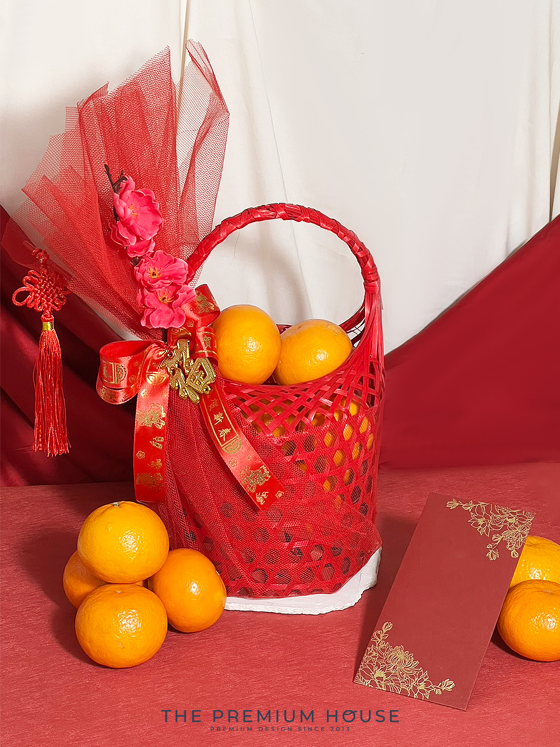 ของขวัญตรุษจีน พรีเมี่ยมองค์กร เซทส้มมงคล พร้อมส้ม 10 ลูก ในตระกร้าสาน