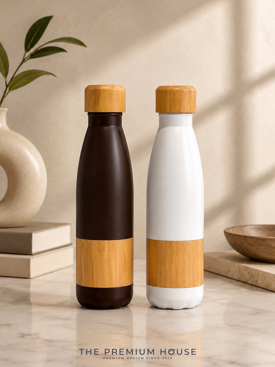 ของพรีเมี่ยม Insulated vacuum water bottle with Bamboo decorations CGG-102
