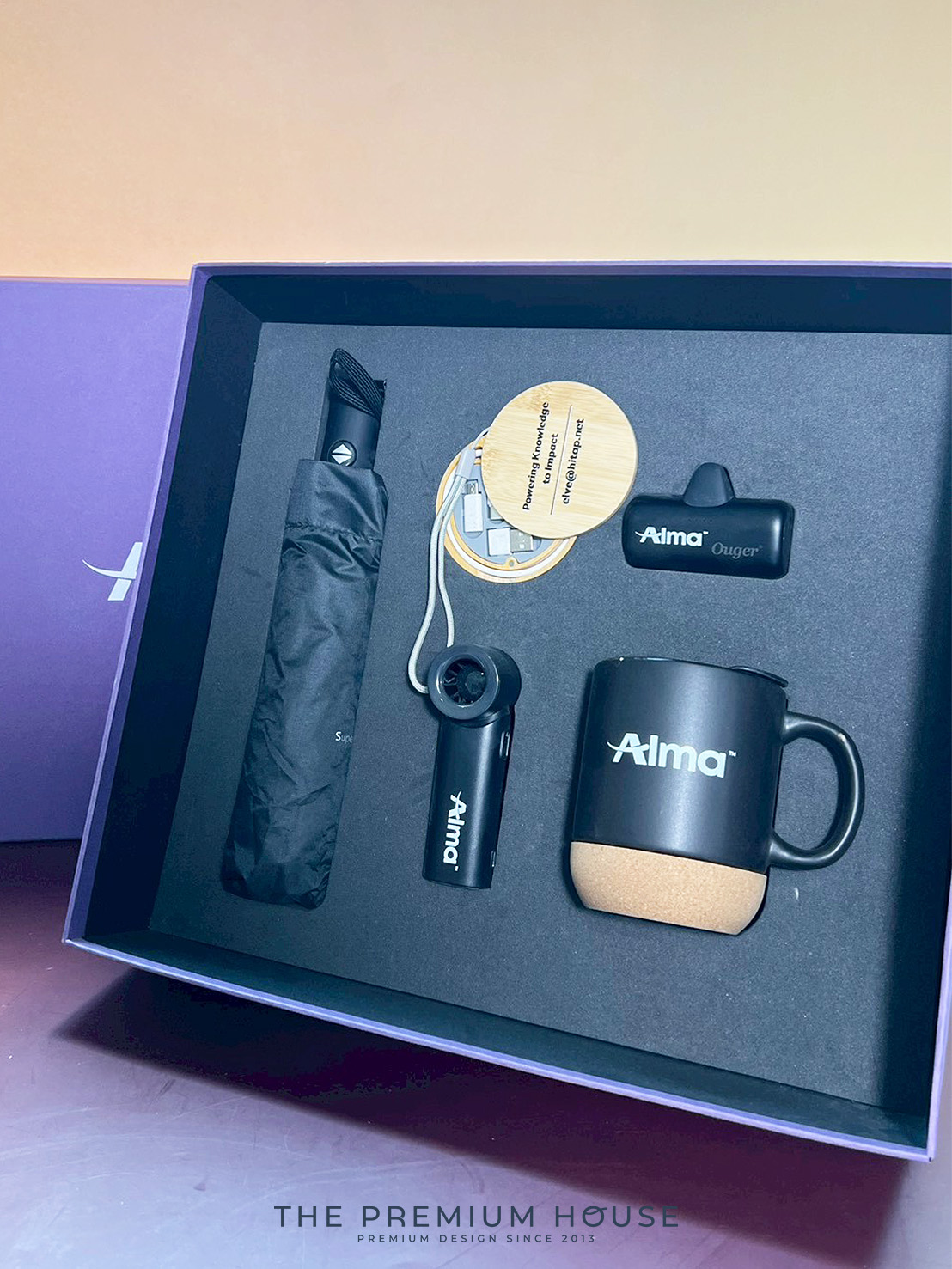 Premium set แก้วมัค ร่มอัตโนมัติ กล่องชาร์จไม้ 6 in 1 Powerbank Turbo fan พร้อมกล่อง