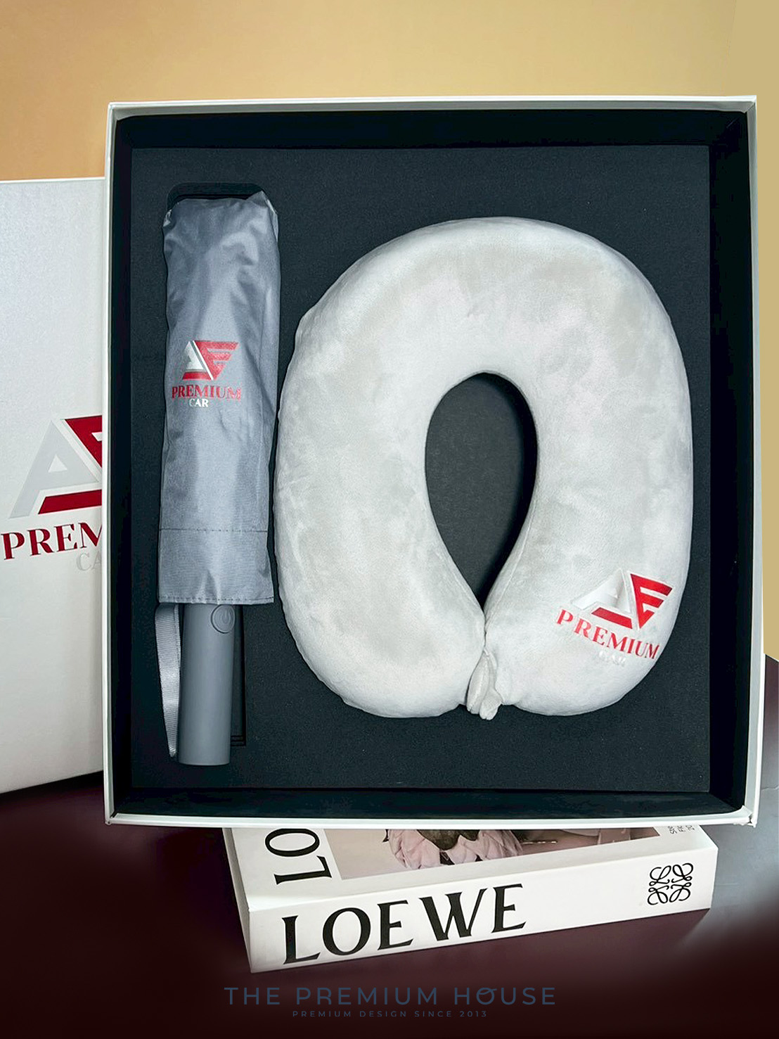 Premium set หมอนรองคอ ร่มอัตโนมัติ กัน UV พร้อมกล่อง